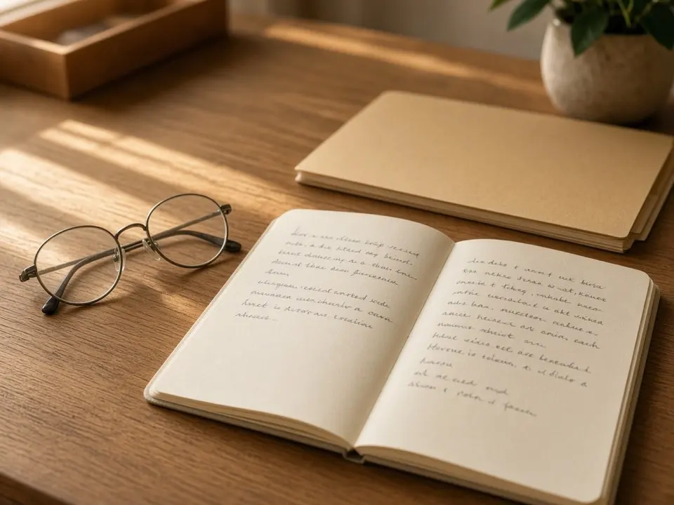 Handwritten clinical notes and a manila folder on a wooden desk
